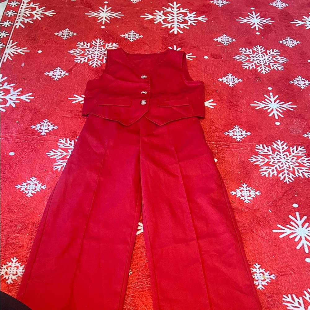 SHEIN Vibrant Red two piece vest suit